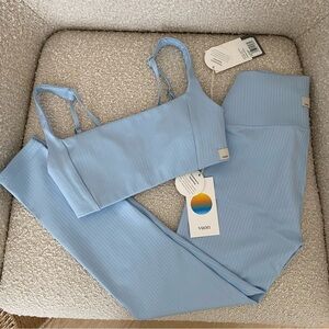 NWT Vuori Inversion Rib Bra & Legging Set 'Crystal Blue' Size XS
